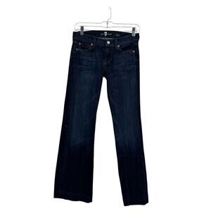 7 For All Mankind DOJO Jeans SZ 25 x 30 HEMMED Women's Wide Leg Blue  Denim Boho